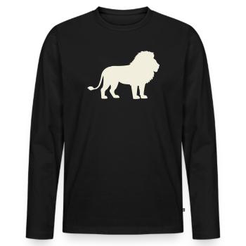 Lion silhouette in cream tone - Men's Premium Organic Long Sleeve Shirt - black - Front - Nico (187cm)