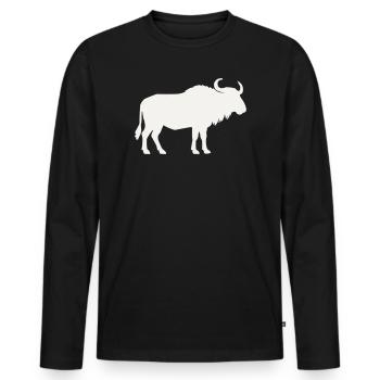 Wild Bison Silhouette - Men's Premium Organic Long Sleeve Shirt - black - Front - Nico (187cm)