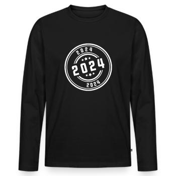 Timbre de l’année 2024 - T-shirt manches longues Premium bio Homme - noir - Devant - Nico (187cm)