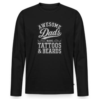 Pères tatoués et barbes - T-shirt manches longues Premium bio Homme - noir - Devant - Nico (187cm)