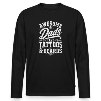 Les papas géniaux ont des tatouages et des barbes - T-shirt manches longues Premium bio Homme - noir - Devant - Nico (187cm)