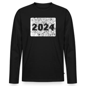 Numéro 2024 - T-shirt manches longues Premium bio Homme - noir - Devant - Nico (187cm)