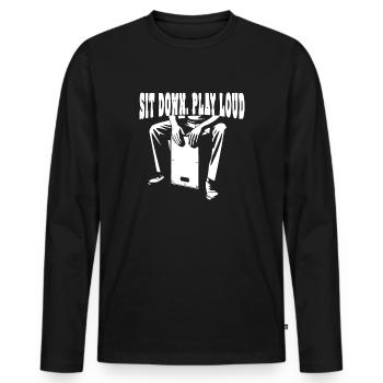 Cajun - Sit Down Play Loud Percussion Groove - Men's Premium Organic Long Sleeve Shirt - black - Front - Nico (187cm)