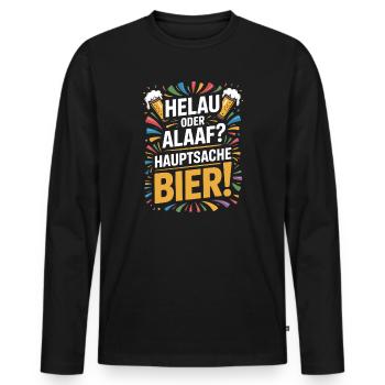 Bier Karneval Fasching Köln Helau oder Alaaf Bier - Männer Premium Bio Langarmshirt - Schwarz - Vorne - Nico (187cm)