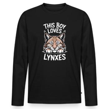 Lynx Dictions Lynx Boys Drôle de Lynx Cadeau de lynx - T-shirt manches longues Premium bio Homme - noir - Devant - Nico (187cm)