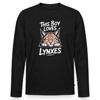 Lynx Dictions Lynx Boys Drôle de Lynx Cadeau de lynx - T-shirt manches longues Premium bio Homme - noir - Devant - Nico (187cm)