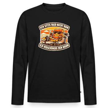 Sonnenstuhl Spruch: Verschönere den Raum - Männer Premium Bio Langarmshirt - Schwarz - Vorne - Nico (187cm)