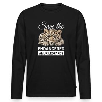 Save the endangered Amur leopards - Men's Premium Organic Long Sleeve Shirt - black - Front - Nico (187cm)