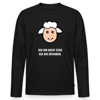 Ich bin nicht stur – erfahren - Männer Premium Bio Langarmshirt - Schwarz - Vorne - Nico (187cm)