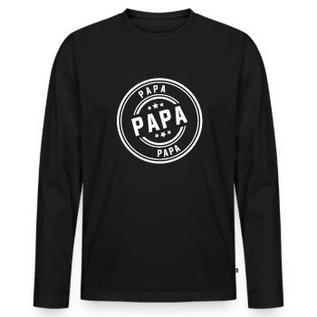 papa - Männer Premium Bio Langarmshirt - Schwarz - Vorne - Nico (187cm)