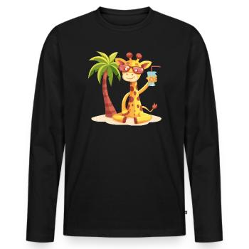 Giraffe Sommer Palme - Männer Premium Bio Langarmshirt - Schwarz - Vorne - Nico (187cm)