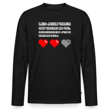 Les jeux vidéo ont gâché ma vie - T-shirt manches longues Premium bio Homme - noir - Devant - Nico (187cm)