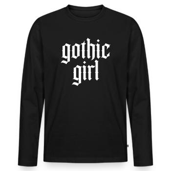 Police de caractères Gothic Girl - T-shirt manches longues Premium bio Homme - noir - Devant - Nico (187cm)