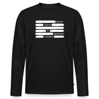 Honesty subject to appropriate approval - Men's Premium Organic Long Sleeve Shirt - black - Front - Nico (187cm)