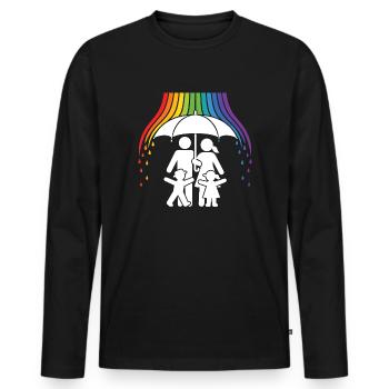 Save_Space_LGBTQ Regenbogen Schutzschirm - Männer Premium Bio Langarmshirt - Schwarz - Vorne - Nico (187cm)