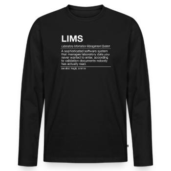 LIMS Laboratory Information Management Laborhumor - Männer Premium Bio Langarmshirt - Schwarz - Vorne - Nico (187cm)
