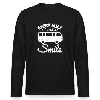 Chaque mile j’ai besoin d’un sourire - T-shirt manches longues Premium bio Homme - noir - Devant - Nico (187cm)