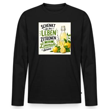 Zitronen  - Männer Premium Bio Langarmshirt - Schwarz - Vorne - Nico (187cm)