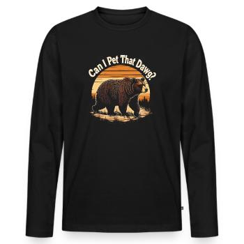 Je peux caresser ce chien ? Coucher de soleil de l’ours - T-shirt manches longues Premium bio Homme - noir - Devant - Nico (187cm)