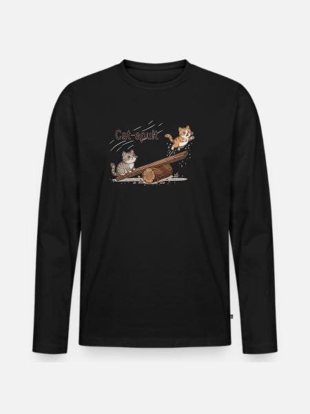 Catapult Cat Adventure - Men's Premium Organic Long Sleeve Shirt - black