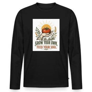 Faites grandir votre propre âme – nourrissez votre âme - T-shirt manches longues Premium bio Homme - noir - Devant - Nico (187cm)