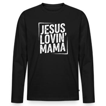 Jesus Lovin' Mama Tee - Männer Premium Bio Langarmshirt - Schwarz - Vorne - Nico (187cm)