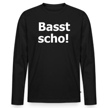 Basst Scho - Männer Premium Bio Langarmshirt - Schwarz - Vorne - Nico (187cm)