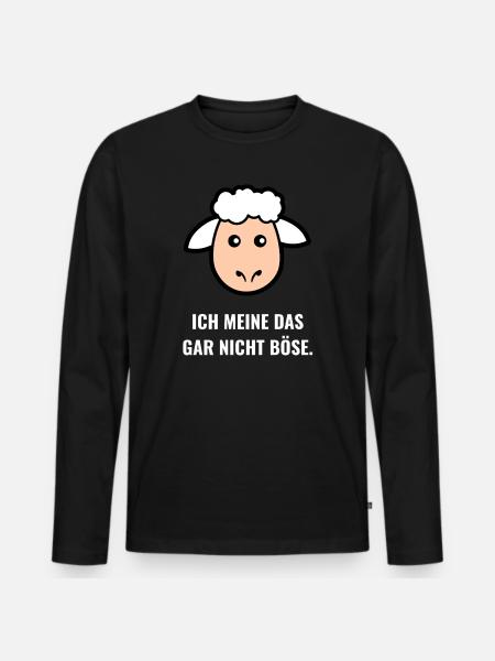 Lamm Cartoon Spruch Shirt - Männer Premium Bio Langarmshirt - Schwarz