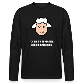 Realistisches Schaf – Nicht negativ - Männer Premium Bio Langarmshirt - Schwarz - Vorne - Nico (187cm)