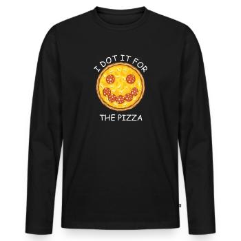 Pizza Pizza Face Pizza Lover - T-shirt manches longues Premium bio Homme - noir - Devant - Nico (187cm)