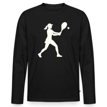 Silhouette du joueur de tennis - T-shirt manches longues Premium bio Homme - noir - Devant - Nico (187cm)