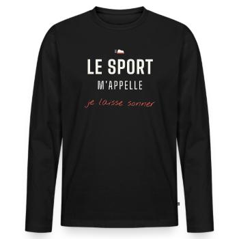 Le Sport M'appelle - T-shirt manches longues Premium bio Homme - noir - Devant - Nico (187cm)