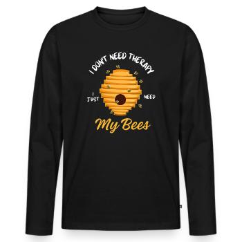 Bienenstock-Therapie-Witz - Männer Premium Bio Langarmshirt - Schwarz - Vorne - Nico (187cm)