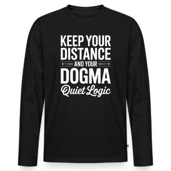 Halte Abstand Dogma Stille Logik - Männer Premium Bio Langarmshirt - Schwarz - Vorne - Nico (187cm)