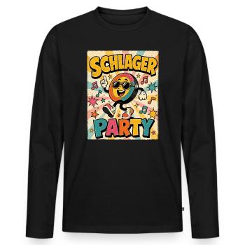 Schlager Party Retro 70s Poster Stil - Männer Premium Bio Langarmshirt - Schwarz - Vorne - Nico (187cm)