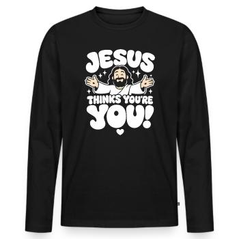 Jesus Thinks Youre Amazing - Männer Premium Bio Langarmshirt - Schwarz - Vorne - Nico (187cm)