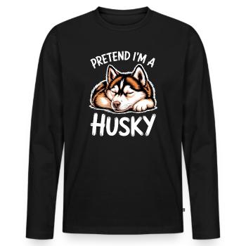 Husky Sayings Huskies Funny Husky Gift - Men's Premium Organic Long Sleeve Shirt - black - Front - Nico (187cm)