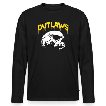 Outlaws Skulls Drip Graphic - Männer Premium Bio Langarmshirt - Schwarz - Vorne - Nico (187cm)