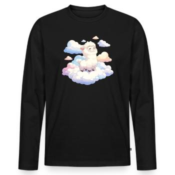 Agneau nuage dans la lumière du rêve - T-shirt manches longues Premium bio Homme - noir - Devant - Nico (187cm)