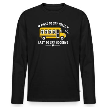 Erster Hallo Letzter Abschiedsbus - Männer Premium Bio Langarmshirt - Schwarz - Vorne - Nico (187cm)
