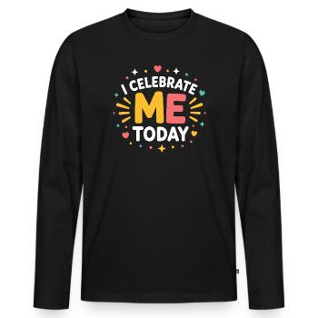 Feiert mich heute - Männer Premium Bio Langarmshirt - Schwarz - Vorne - Nico (187cm)