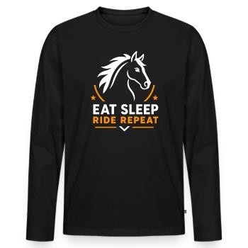 Eat Sleep Ride Repeat Horse - Men's Premium Organic Long Sleeve Shirt - black - Front - Nico (187cm)