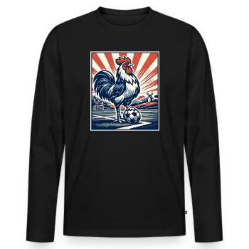 Frankreich Hahn Fußball Fan Motiv Wappentier  - Männer Premium Bio Langarmshirt - Schwarz - Vorne - Nico (187cm)