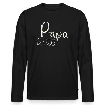 Papa 2026 Handlettering - Männer Premium Bio Langarmshirt - Schwarz - Vorne - Nico (187cm)