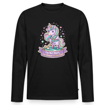 Unicorn Field Hockey: Close to the Ball - Men's Premium Organic Long Sleeve Shirt - black - Front - Nico (187cm)