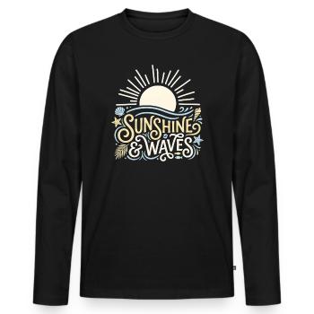 Soleil & Vagues - T-shirt manches longues Premium bio Homme - noir - Devant - Nico (187cm)