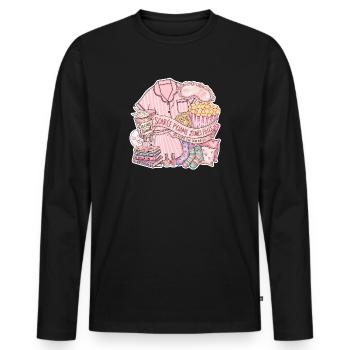 Soirée Pyjama Jeunes Filles - T-shirt manches longues Premium bio Homme - noir - Devant - Nico (187cm)