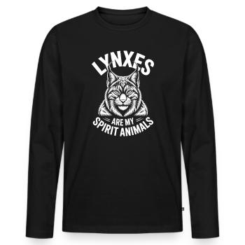 Lynx Dictions Lynx Drôle de cadeau de lynx - T-shirt manches longues Premium bio Homme - noir - Devant - Nico (187cm)
