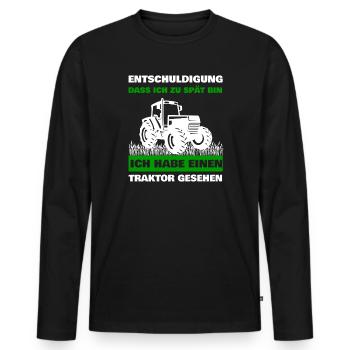 Ich habe einen Traktor gesehen Landwirt Trecker - Männer Premium Bio Langarmshirt - Schwarz - Vorne - Nico (187cm)