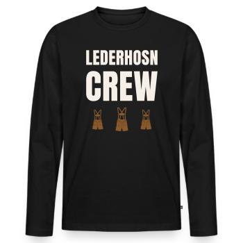 Lederhosn Crew Volksfest Buam Männer Partnerlook - Männer Premium Bio Langarmshirt - Schwarz - Vorne - Nico (187cm)